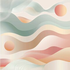 Poster - Flowing Pastel Abstract Shapes and Lines