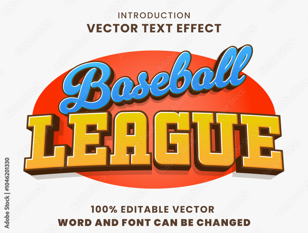 Editable text effect Sports Baseball League template style premium ...