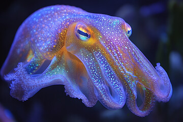 Wall Mural - Close-up of a cuttlefish, showcasing the smooth skin and wavy fins.