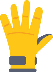 Wall Mural - Hand is wearing a yellow work glove and showing an open palm with five fingers