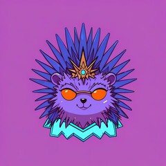 Poster - Purple Hedgehog with a Crown