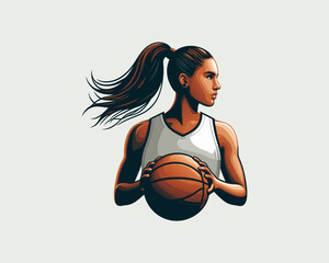 Basketball player logo design icon symbol vector illustration.