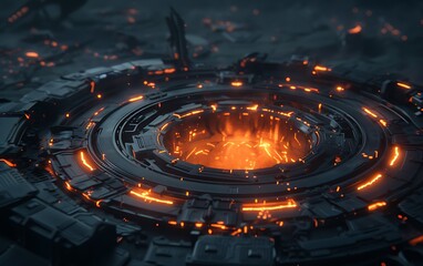 Poster - Futuristic Fusion Reactor Converting Raw Energy into Electricity in Desert Setting