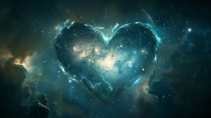 Wall Mural - a beautiful cosmic views is seen from a heart like glass