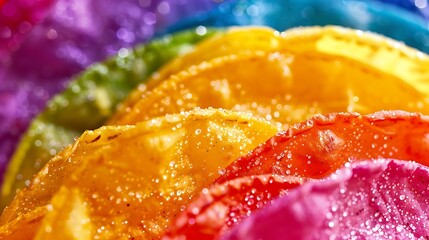 Wall Mural - A close up of colorful rainbow tortillas with electronic effects and vibrant colors