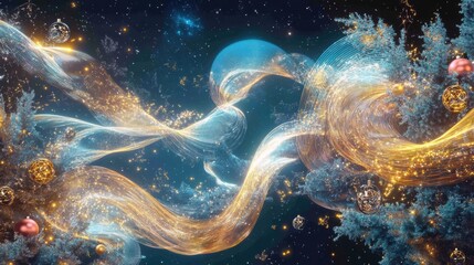 Poster - Vibrant colors and dynamic shapes create an abstract representation of New Year’s Eve festivities, capturing a sense of celebration and joy. Generative AI