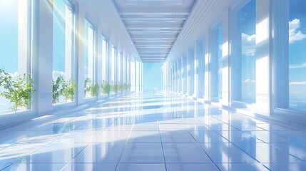 Poster - Futuristic Clean Energy Facility Converting Solar Power into Electricity with Glowing Conduits and Glass Walls