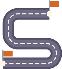 Poster - winding road marking a path to success with checkered flags marking the start and finish