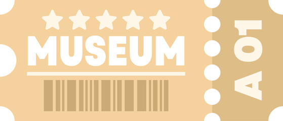 Poster - Paper museum ticket is shown with a barcode, granting access for one person