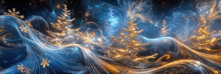 Poster - A dazzling display of swirling colors and shimmering lights captures the essence of a joyful New Year's Eve amidst a winter wonderland. Generative AI