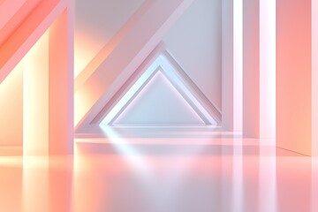 Poster - Abstract geometric shapes with soft lighting on a smooth surface.