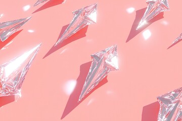 Fototapete - Clear geometric shapes illuminated on a soft pink background.