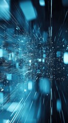 Poster - Dynamic motion of light particles in a digital space, creating an abstract representation of technology and speed.