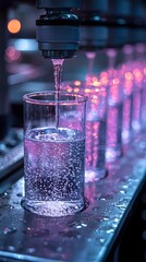 Poster - close up view of water filters being manufactured on an advanced automated production line with inte