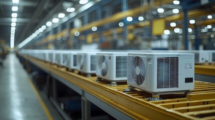 Poster - 3d printed air conditioning components in a smart factory showcasing iot technology and innovative m