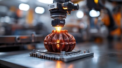 Poster - futuristic 3d printing of air conditioning components in a smart factory environment highlighting th