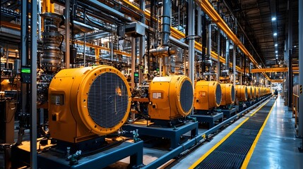Poster - photograph showcasing an advanced smart manufacturing plant dedicated to the production of air condi