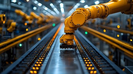 Poster - photograph showcasing the highly automated assembly of refrigerators in a state of the art smart fac