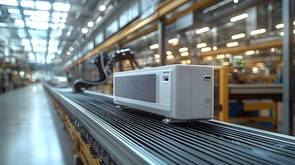Poster - cutting edge smart manufacturing facility for air conditioning production with robotic assembly arms
