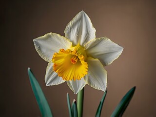 close up photo of white and yellow narcissus or daffodil flowers in a flower garden