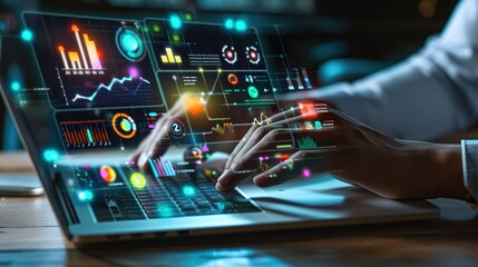 Analyzing Data on a Laptop with Interactive Holographic Interface