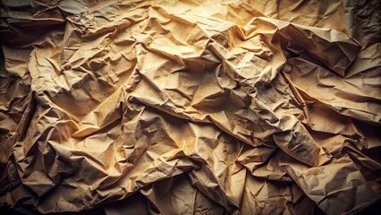 Wall Mural - Abstract Brown Paper Texture with Crinkled Surface, Casting a Shadow and Reflecting Light