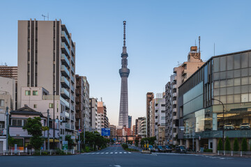 Canvas Print - street view of Sumida city near Komagata bashi Bridge in Tokyo, Japan