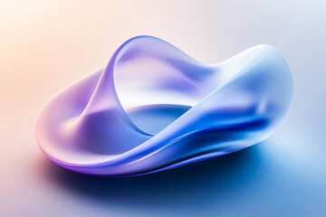 Canvas Print - Abstract fluid shape, smooth curves, translucent material, blue and purple gradient, soft lighting, ethereal atmosphere, futuristic design, digital art, 3D rendering, high detail, glossy surface, dyna