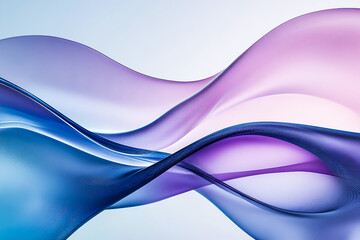 Canvas Print - Abstract fluid shape, smooth curves, translucent material, blue and purple gradient, soft lighting, ethereal atmosphere, futuristic design, digital art, 3D rendering, high detail, glossy surface, dyna