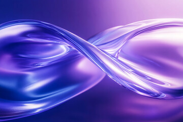 Canvas Print - Abstract fluid shape, smooth curves, translucent material, blue and purple gradient, soft lighting, ethereal atmosphere, futuristic design, digital art, 3D rendering, high detail, glossy surface, dyna