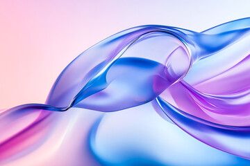 Canvas Print - Abstract fluid shape, smooth curves, translucent material, blue and purple gradient, soft lighting, ethereal atmosphere, futuristic design, digital art, 3D rendering, high detail, glossy surface, dyna