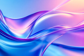 Canvas Print - Abstract fluid shape, smooth curves, translucent material, blue and purple gradient, soft lighting, ethereal atmosphere, futuristic design, digital art, 3D rendering, high detail, glossy surface, dyna