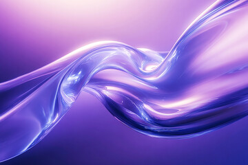Canvas Print - Abstract fluid shape, smooth curves, translucent material, blue and purple gradient, soft lighting, ethereal atmosphere, futuristic design, digital art, 3D rendering, high detail, glossy surface, dyna