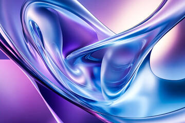Canvas Print -  Abstract Fluid Shape with Blue and Purple Gradient - 3D Futuristic Design with Smooth Curves
