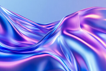 Canvas Print -  Abstract Fluid Shape with Blue and Purple Gradient - 3D Futuristic Design with Smooth Curves