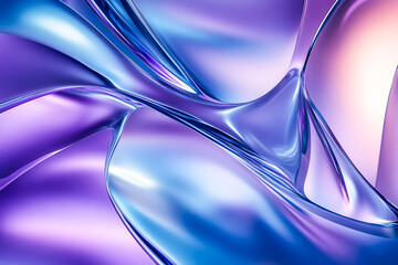 Canvas Print - Translucent Fluid Shape in Dynamic Flow - Glossy 3D Rendering with Ethereal Gradient