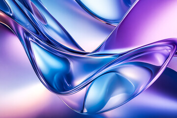 Canvas Print - Translucent Fluid Shape in Dynamic Flow - Glossy 3D Rendering with Ethereal Gradient