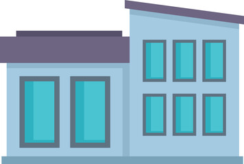 Poster - modern office building with large windows and a sleek design is standing against a white background