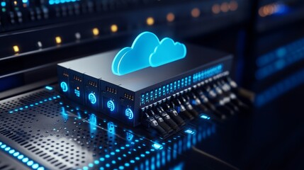 Poster - Cloud-managed network switch: A network switch managed through a cloud-based platform, allowing remote monitoring, configuration, and management, representing the shift towards cloud solutions in IT.