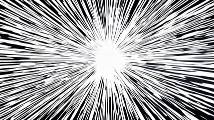 Anime white speed line background animation on black. 4K Video 