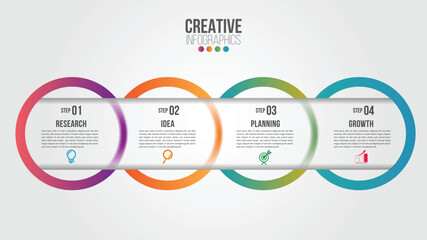 Wall Mural - infographics chart 4 steps options business timeline modern creative with icon step by step can illu