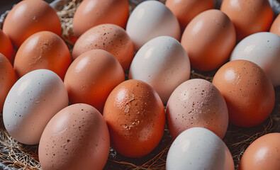 Poster - A bunch of eggs with some of them being brown and some being white