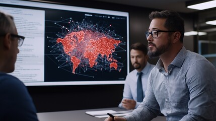Poster - Business Professionals Collaborating in Modern Office