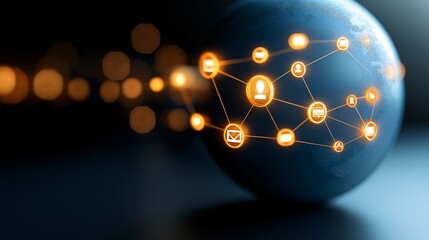 Poster - Global Business Collaboration Concept with Digital Icons