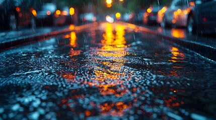 Poster - photograph showcasing a smart drainage system with holographic indicators displaying real time water