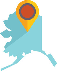 Poster - location pin marking a point on a map of the state of alaska, united states of america