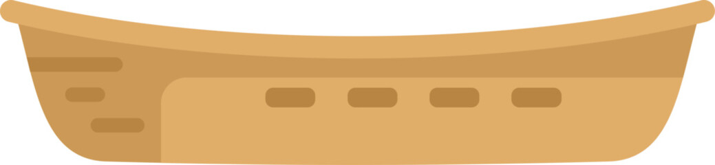 Poster - simple vector illustration of a wooden canoe floating on a white background