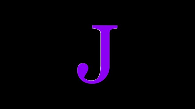 3d J letter logo loopable rotated purple color black background