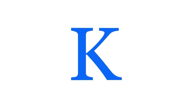 3d K letter logo loopable rotated blue color white background