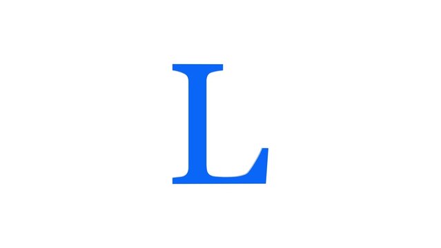 3d L letter logo loopable rotated blue color white background